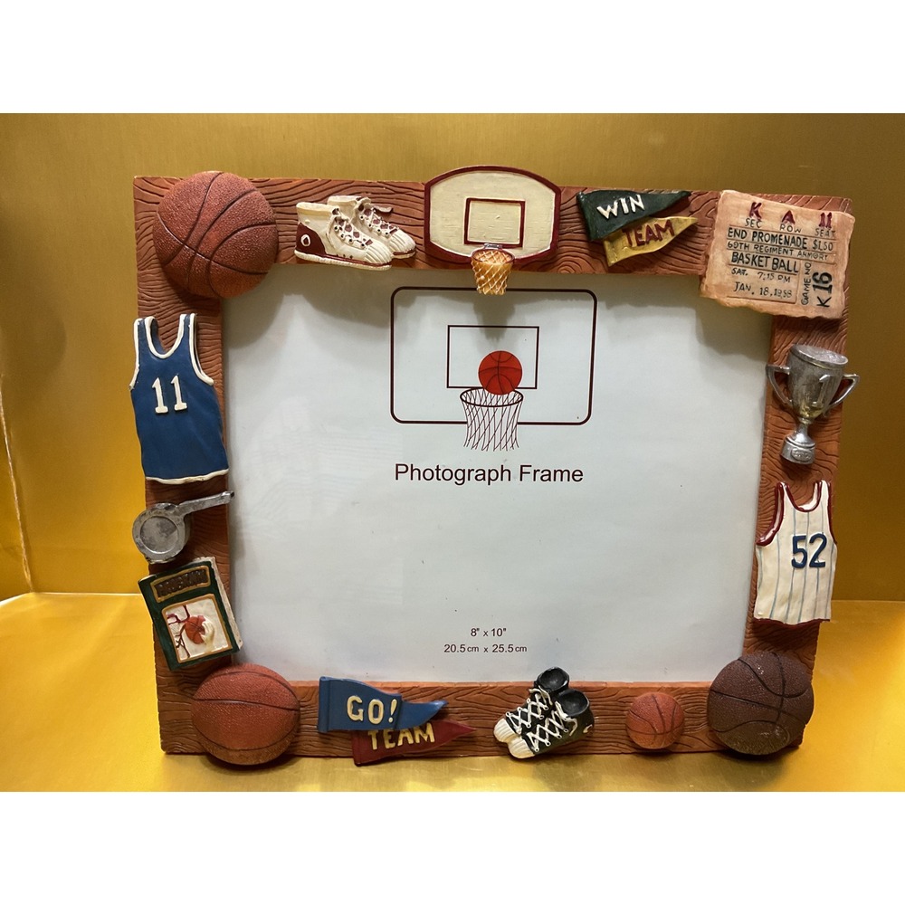 Basketball Sports Themed 3D Resin Picture Frame 8x10 Tabletop Decor